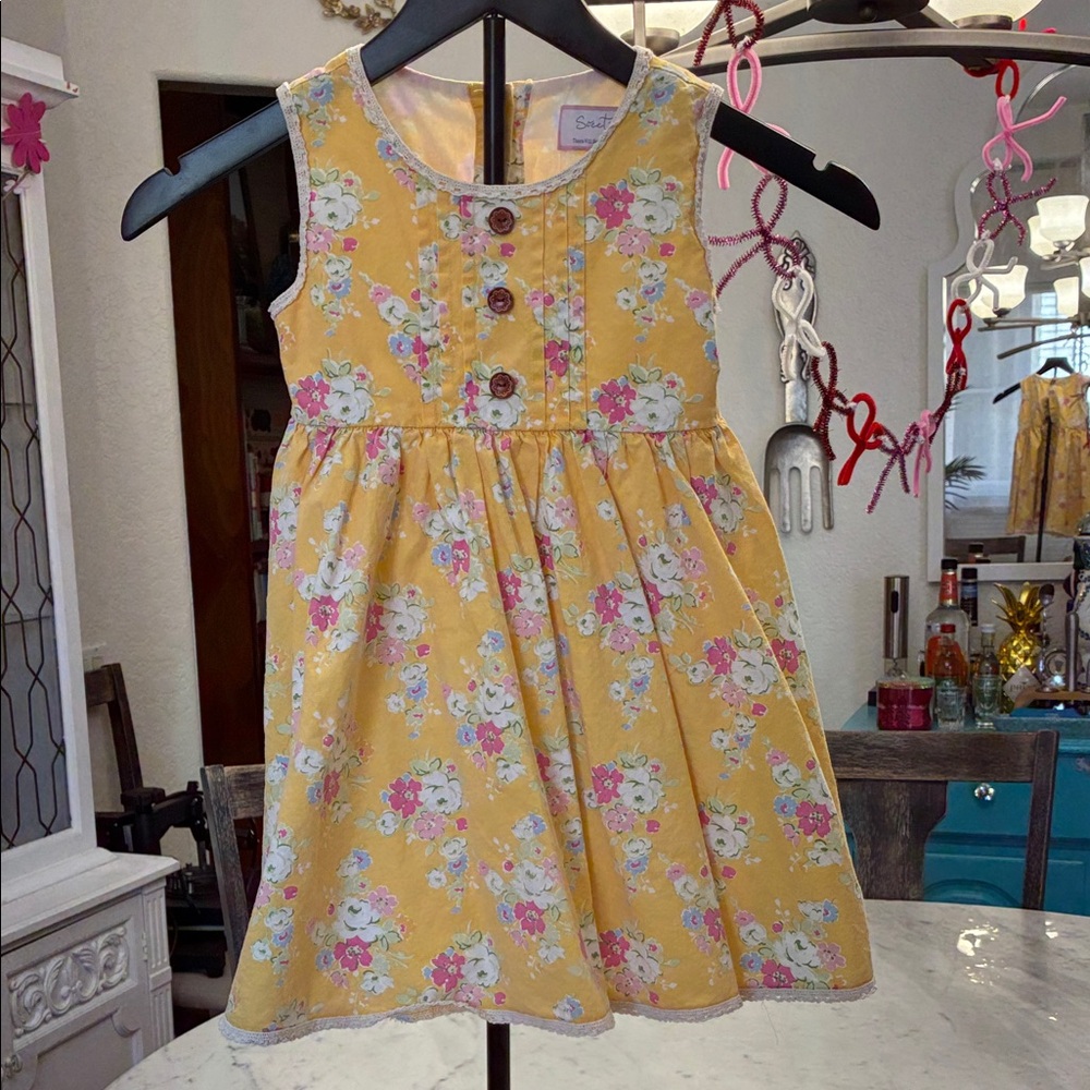 SweetHoney Yellow Floral Kids Dress